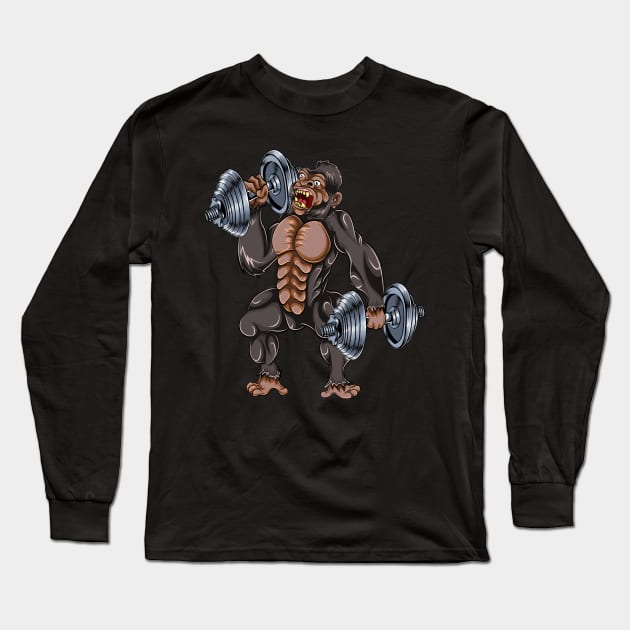 Gorilla Biceps Curls Workout Long Sleeve T-Shirt by ShirtsShirtsndmoreShirts